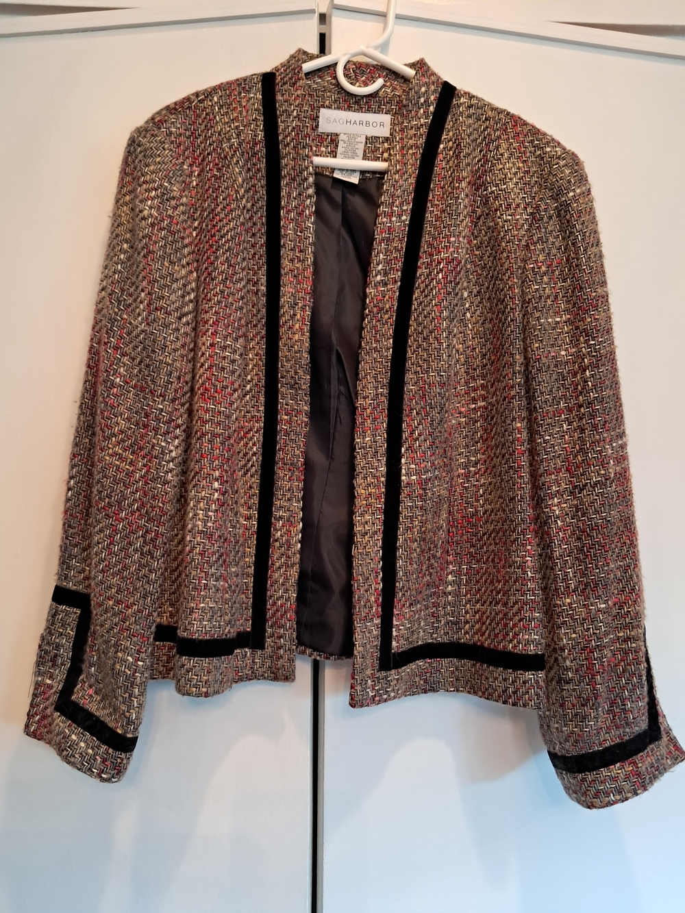 Sag Harbor Women's Tweed Open-Front Jacket in Multi-Color